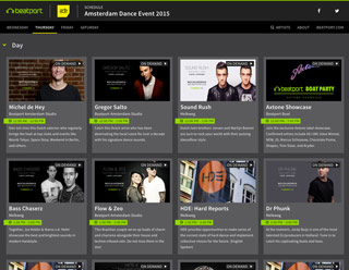 De homepage met alle ADE uitzendingen van Beatport